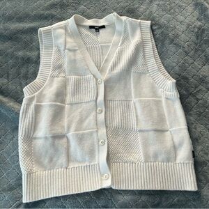 Vans Cream Textured V-Neck Sweater Vest‎